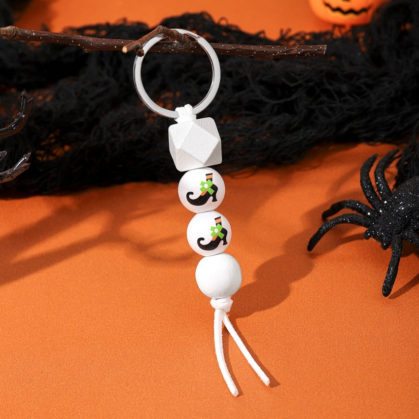 Wholesale Card Halloween Pumpkin Car Bat Beaded Metal Keychain